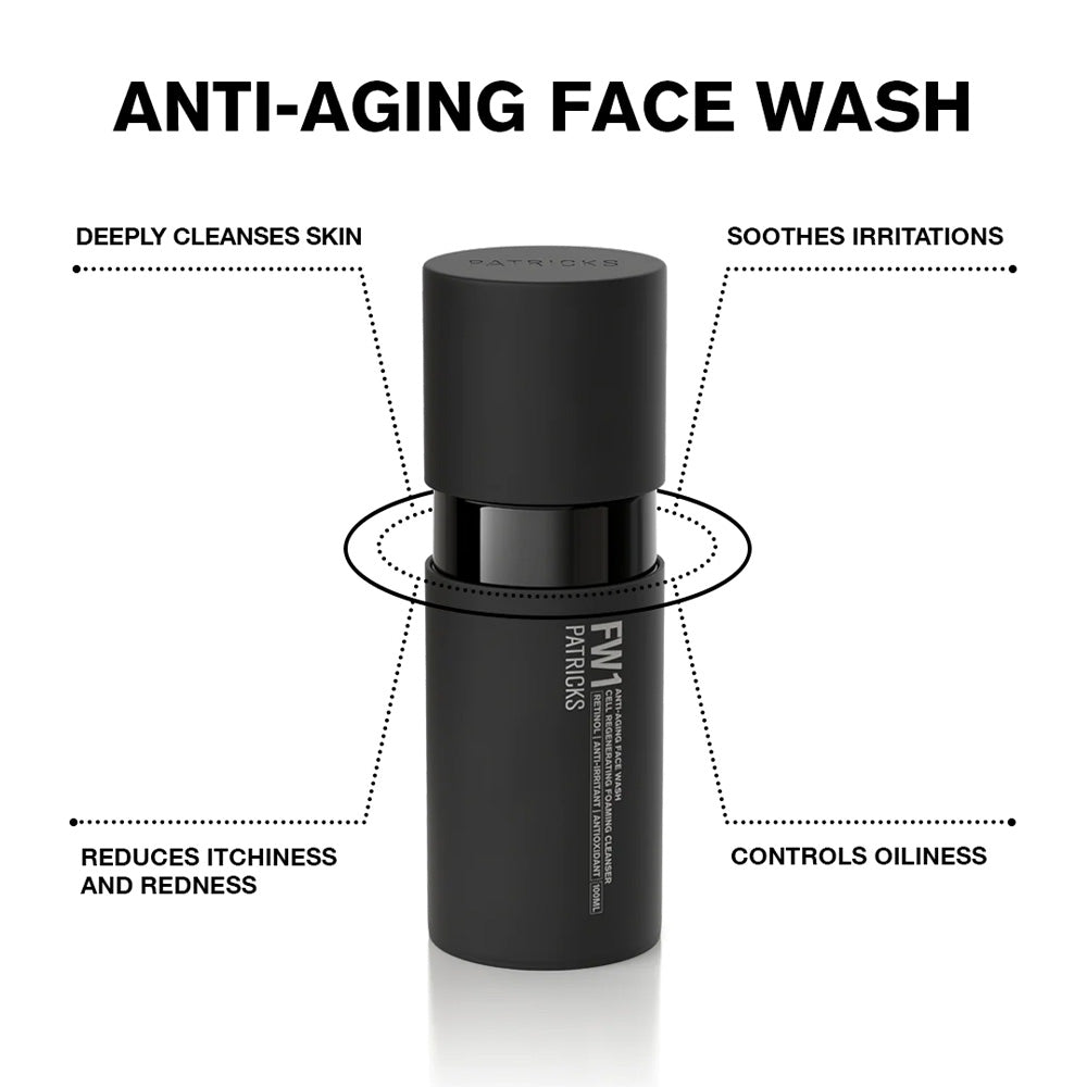 Patricks Skincare Pack | FW1 Face Wash Cell Regenerating Foaming Cleanser and AM1 Anti-Aging Moisturizer