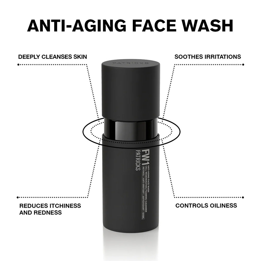 
            
                Load image into Gallery viewer, Patricks Skincare Pack | FW1 Face Wash Cell Regenerating Foaming Cleanser and AM1 Anti-Aging Moisturizer
            
        