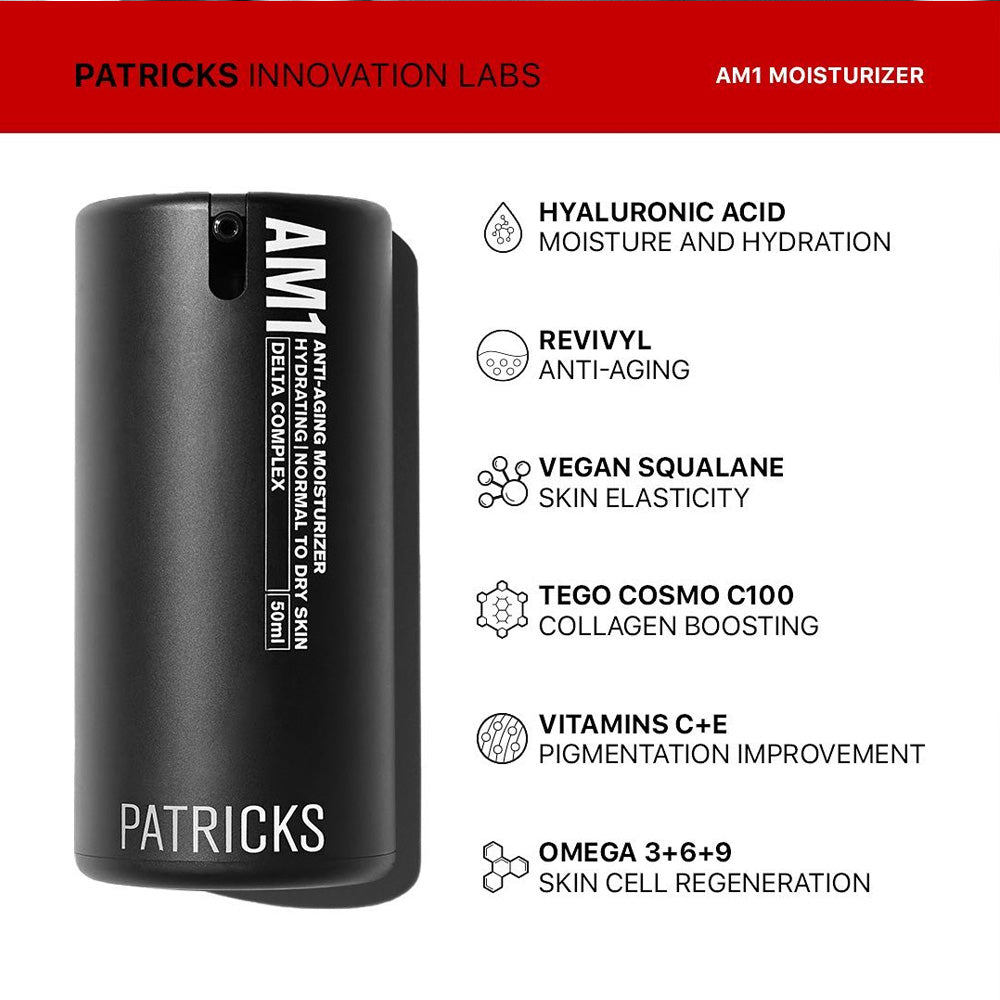 Patricks Skincare Pack | FW1 Face Wash Cell Regenerating Foaming Cleanser and AM1 Anti-Aging Moisturizer