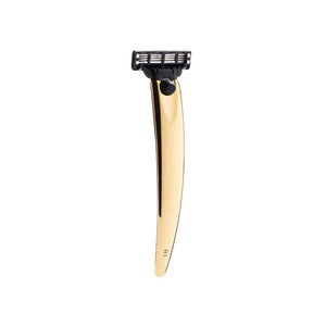 
            
                Load image into Gallery viewer, Bolin Webb R1 Gold 24 carat Razor &amp;amp; Stand - Gillette Mach 3
            
        