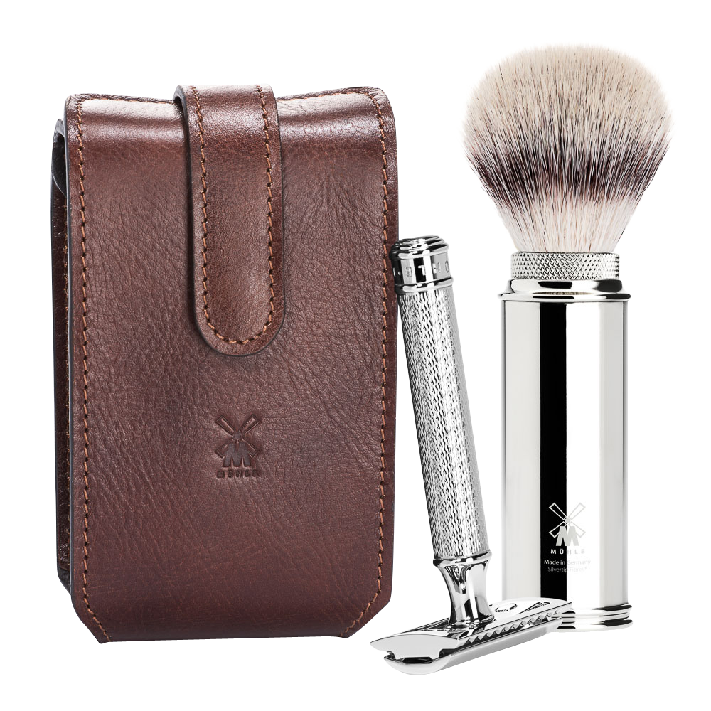 MÜHLE TRAVEL - Travel Shaving Set with Leather Pouch