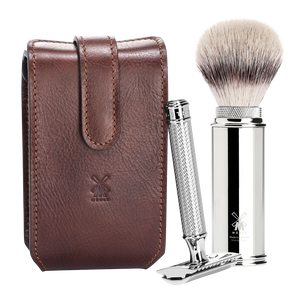 TRAVEL - Travel Shaving Set with Leather Pouch