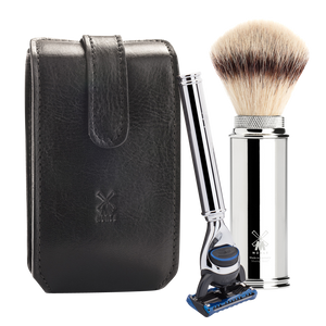 MÜHLE TRAVEL - Travel Shaving Set with Leather Pouch