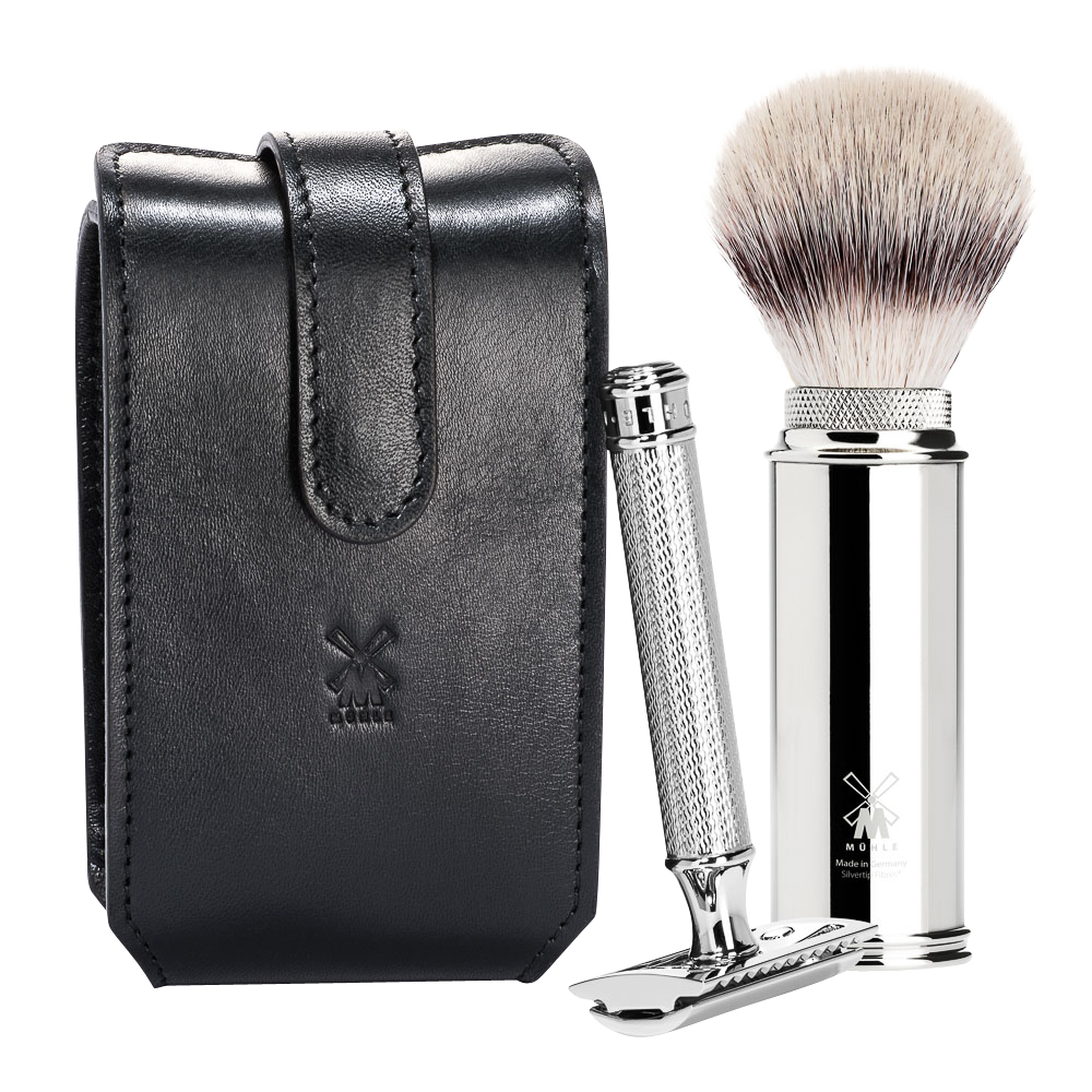 MÜHLE TRAVEL - Travel Shaving Set with Leather Pouch